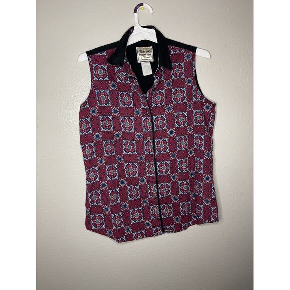 Wrangler Womens Shirt Aztec Button up Western Wear Rodeo VTG Cowgirl Cowboy - Picture 1 of 6